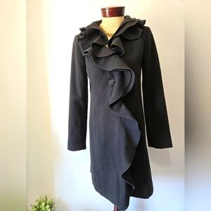 JOSEPH RIBKOFF Black Ruffle Dress Jacket. Size 4